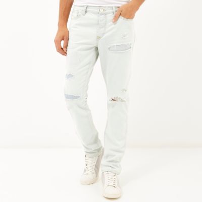 Light wash ripped Dylan slim jeans